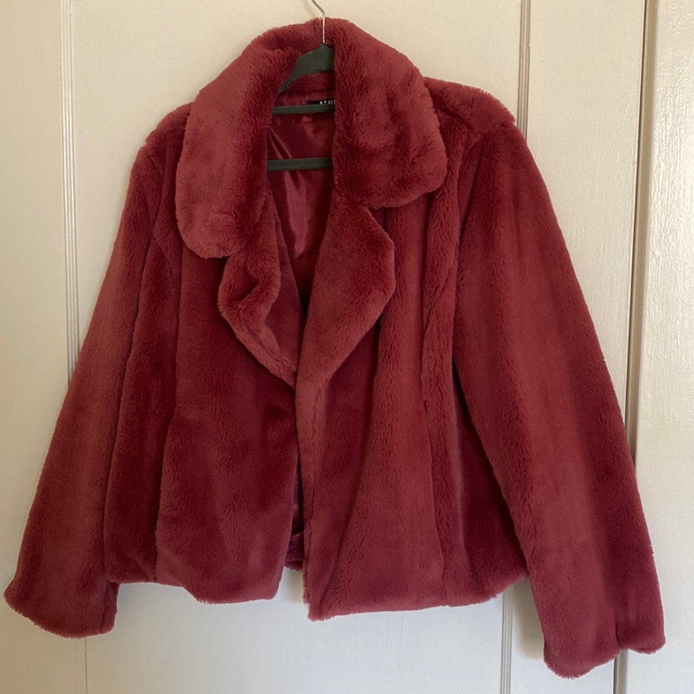 Soft Faux Fur Collared Cropped Jacket